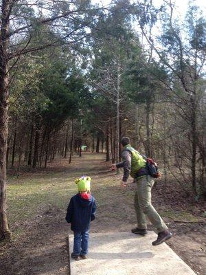 Playing Frisbee golf