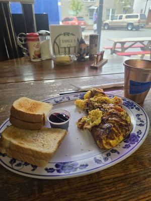 Western omelet with sourdough and elderberry