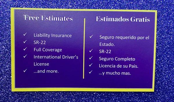 SOME OF OUR MANY SERVICES! 
 ALGUNOS DE NUESTROS MUCHOS SERVICIOS!