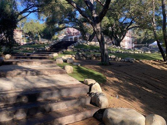 Back slope improvement using sod, Timbers and concrete