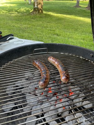 Grilled up some beer brats from Oliver's Corner Butcher Shoo in Great Falls.