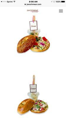 Joe Schmear website & the my everything bagel with veggie spread