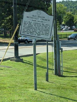 Old Salem Methodist Church Historical Marker