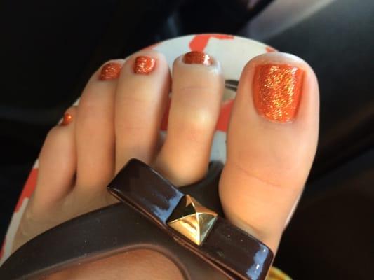 Orange glitter for Halloween! She picked the color underneath for me :))