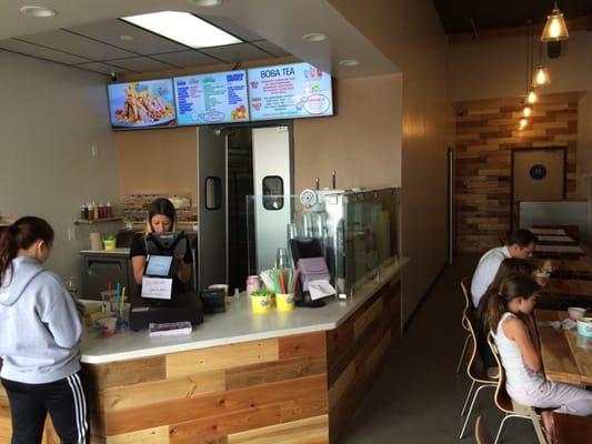 New shave ice cream store on grand opening day. Cool concept.