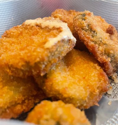 Fried pickles , a little spicy but delicious