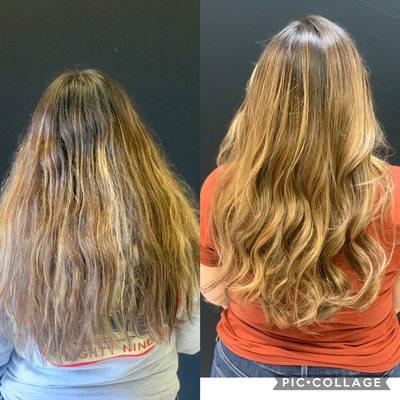 Touch up on her balayage from the back