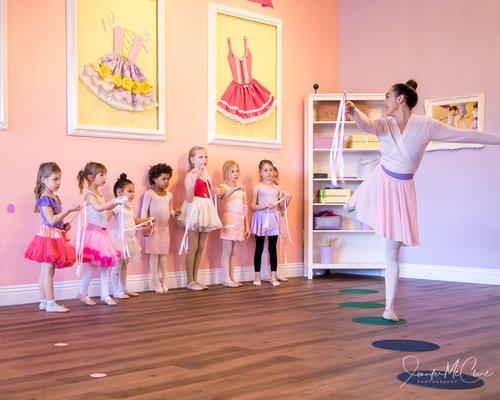 Learning to move across the floor with Miss Natalie - Photo credit Jennifer McClure Photography