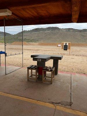 Table facing the range