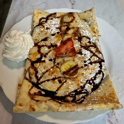 Strawberry Banana Nutella Crepe with peanut butter