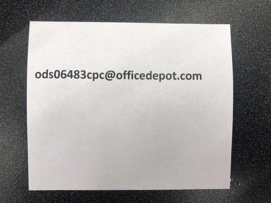 Email address to send your documents to OfficeMax to be printed.