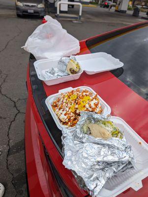 Lamb gyros and Greek fries