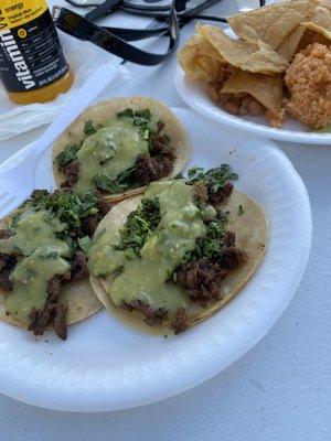 Street tacos rice and beans  They did Catering for a party I went too.!