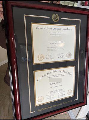 So pretty! Dual diploma frame