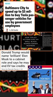 BLACK tax $$ to a Man dat don't like us & Orangeman say he gonna end EV credit ANYWAY! Who's making these decisions at City Hall, FOXTROT?