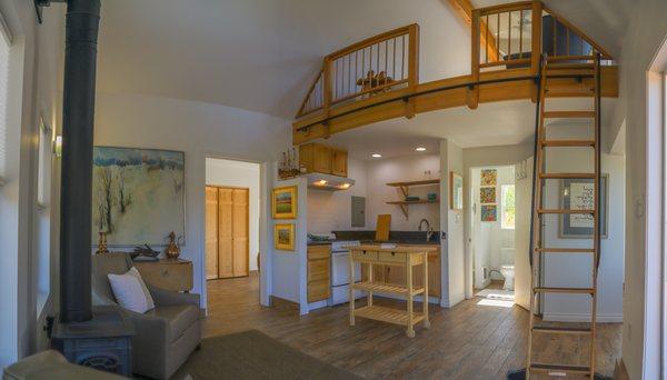 Cozy loft and kitchen set up