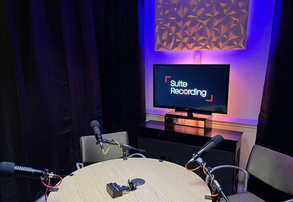 The Recording Room! Customize your lighting, your branding, and your set design!