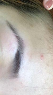 My left side eyebrow that she botched!!!