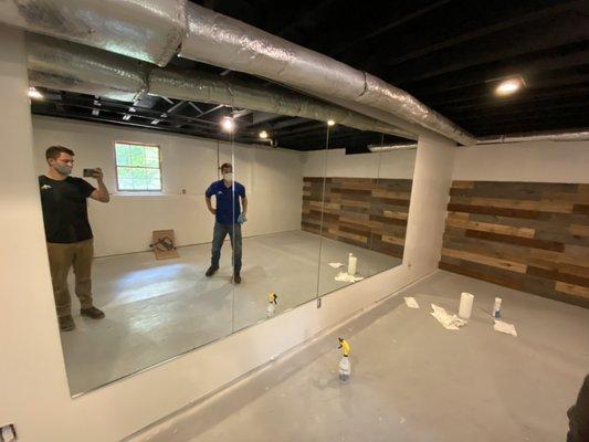 Gym Mirror install in Roswell, Ga.