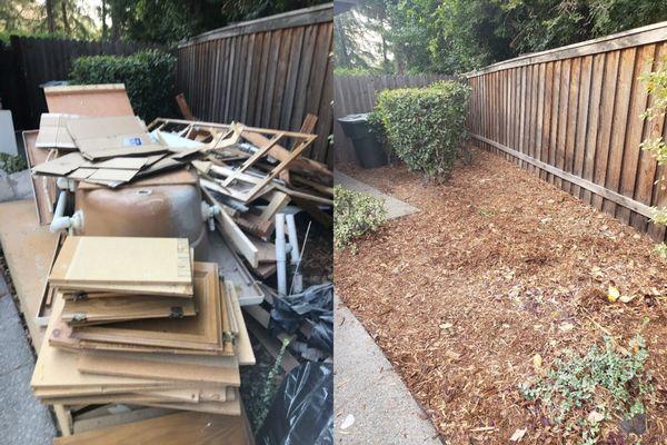 Before and after junk removal.