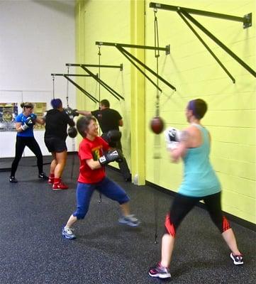 Double-end bag boxing drills. Great for timing and coordination.