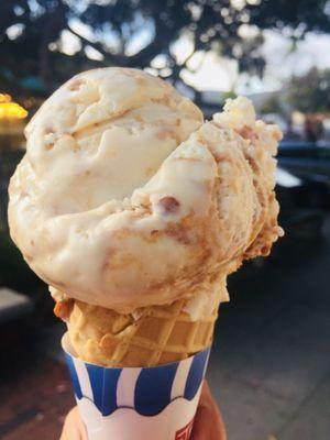 Pralines & Cream in a waffle cone