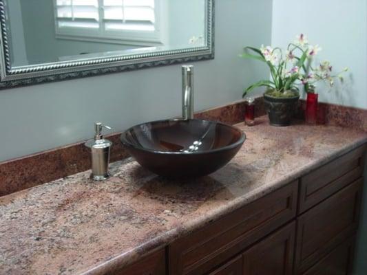 custom vanity , granite counter-top & vessal bowl