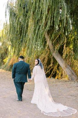 Custom wedding dress and veil