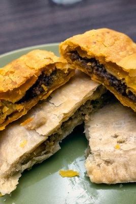 Beef (top) and Chicken (bottom) Patties: $2.50 each. Take-out. Cut in half.