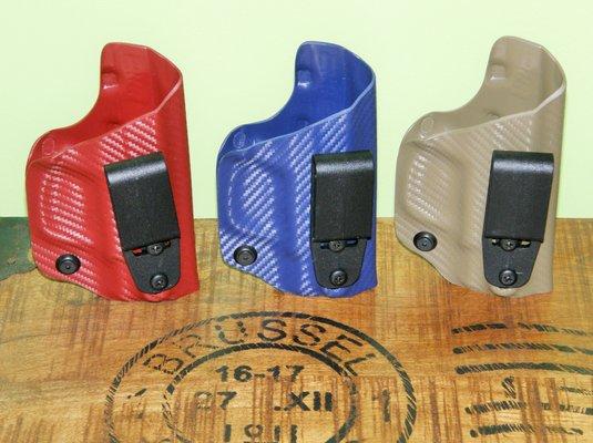 All Kydex IWB holsters -Deluxe Trapp model shown in Carbon Fiber options