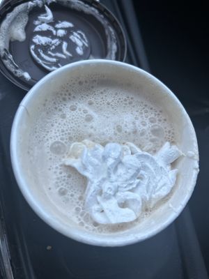 stop putting whip cream on the lid instead of in cup.  whip cream sticks to lid falls off all over everything