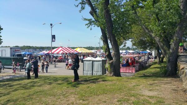 Multicolored tents selling a little bit of everything.