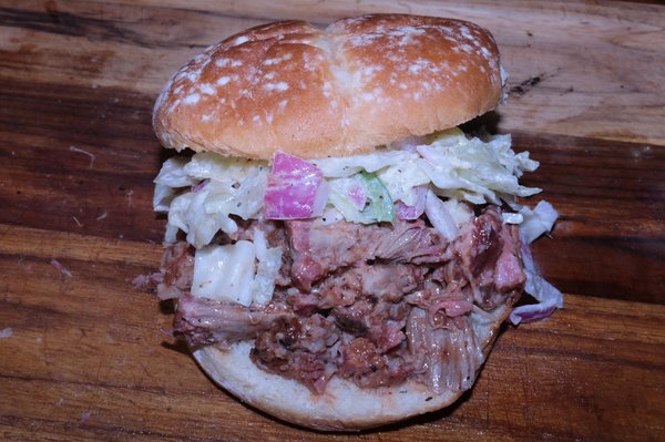 BBQ pulled pork with homemade coleslaw