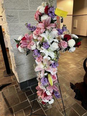 Cross flower arrangement