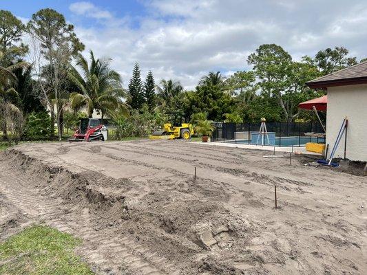 Building pad for an addition.  Building an in law apartment next to the pool!