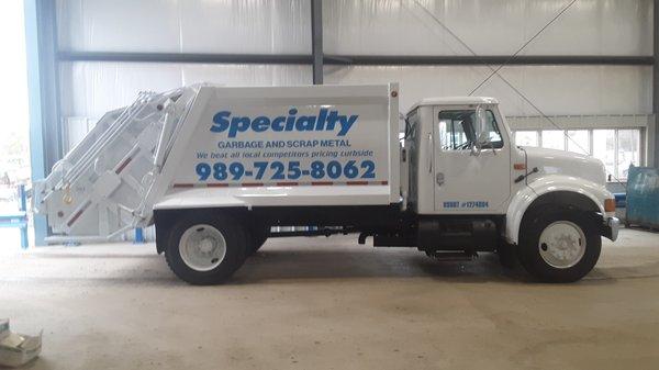 1 of our 26000lb garbage trucks we utilize to save road repairs. These trucks are equivalent to a delivery vehicle such as ups or fedex.