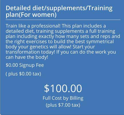 Custom Diet plans & exercise routines available via email!