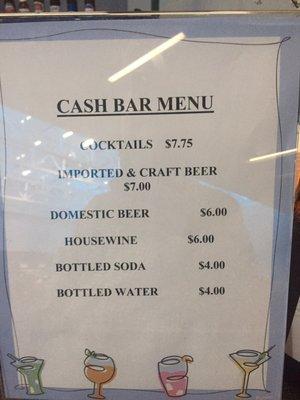 The bar menu