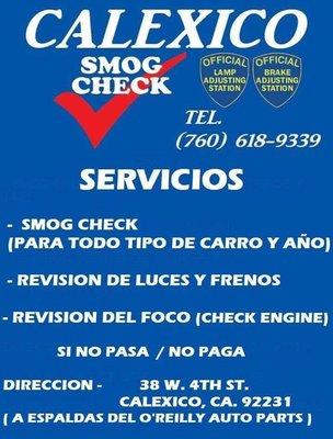 Calexico Smog Check best service in town