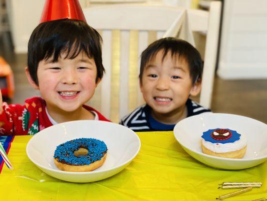 Thank you for making the special donuts for my son's 4th birthday! He is having a great time with his friend!