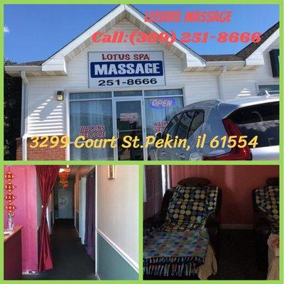 Leisure Massage 3299 Court St.Pekin, il 61554 Call:(309) 251-8666  Open 7 days 9:30 am - 10:00 pm