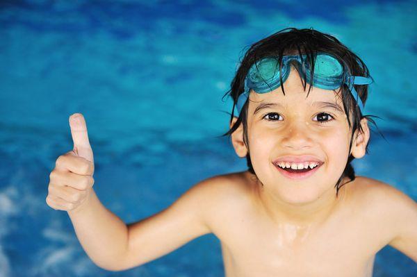 Having fun learning to swim