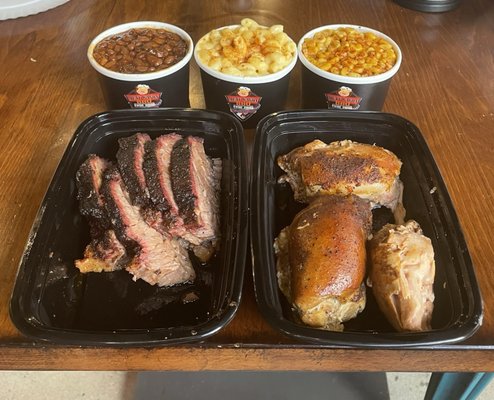 Brisket, Chicken, Mac & Cheese, Baked Beans, & Street Corn