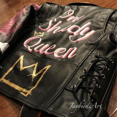 Custom painted women's leather jacket