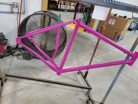 Powder coated custom bicycle frame