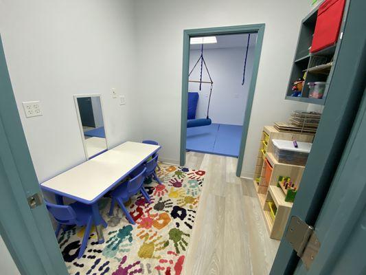 One of the fine motor rooms that lead into one of the sensory gyms!