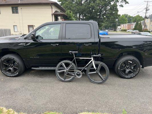 Truck and single speed bike.