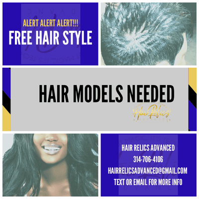 We are looking for models of all hair types and textures. We provide you with a free hairstyle & sometimes hair extensions, just contact us.