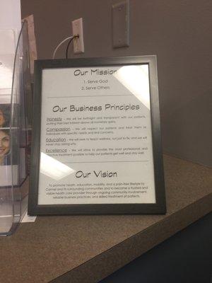 Love that they post their mission, principles, and vision for everyone to see.