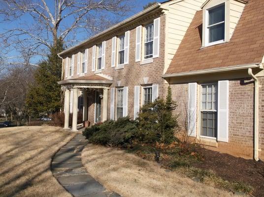 Exterior work to residence.  Painted shutters, gutter, porch, and windows